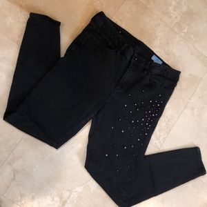 Cece jeans, pearls & crystals, size 12, black